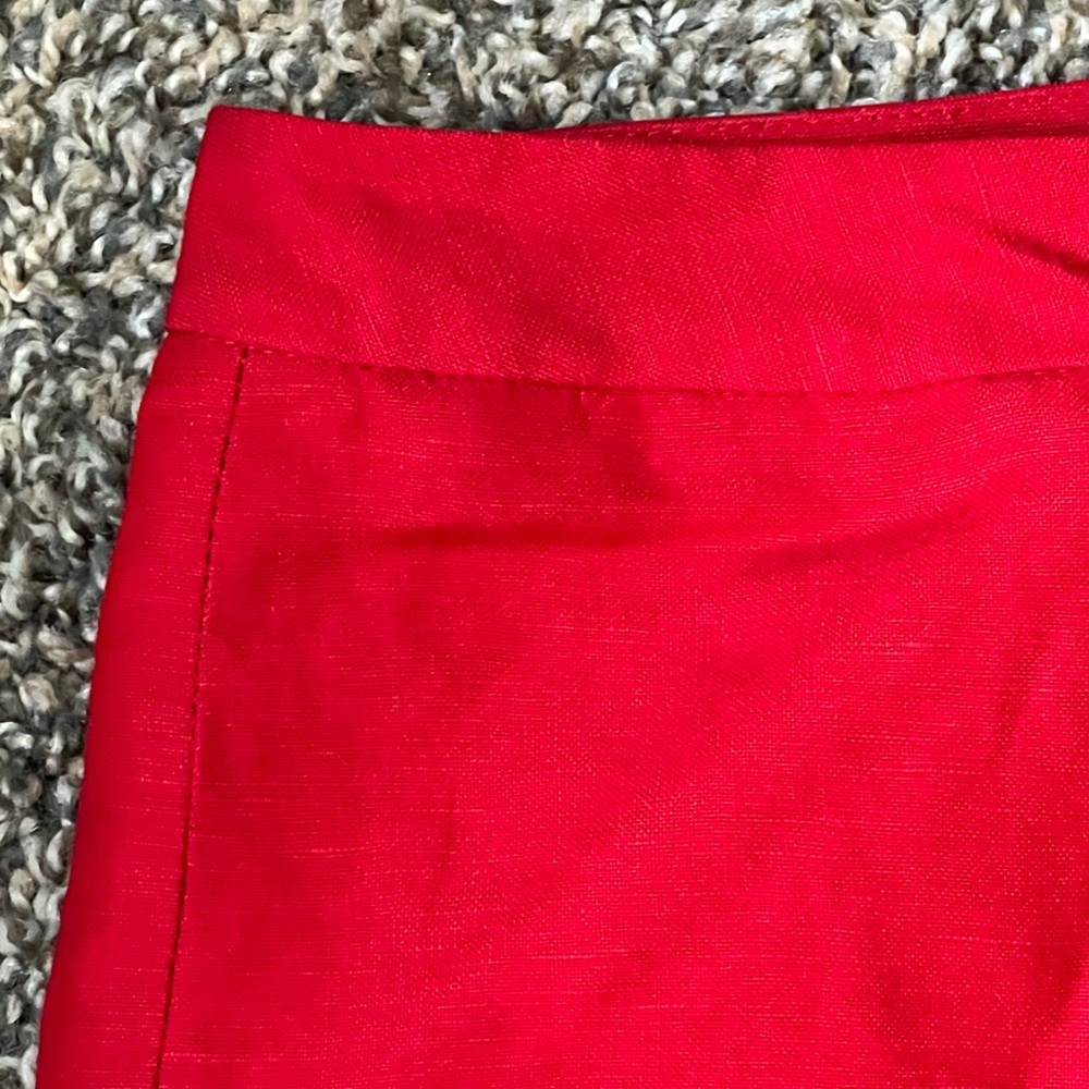 Tahari Vibrant Vintage Red Wide Leg Linen Pants - Picture 4 of 10